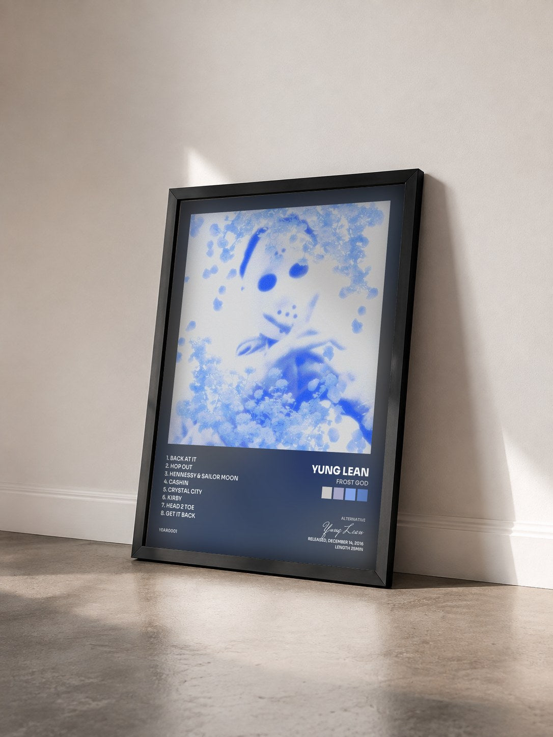#noir Tableau de l'album Frost God de Yung Lean vu de trois quarts, cadre noir