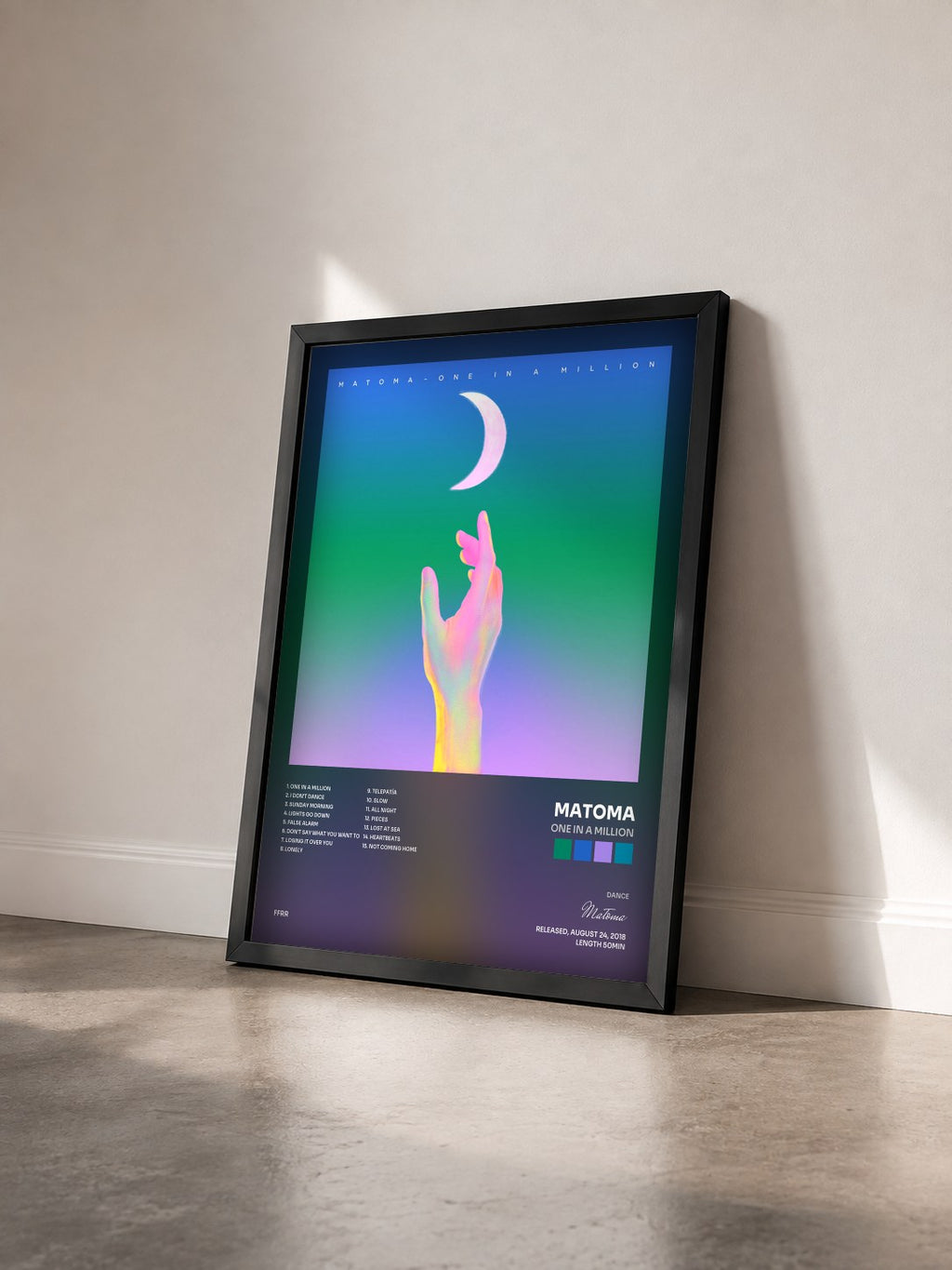 #noir Tableau de l'album One in a Million de Matoma vu de trois quarts, cadre noir