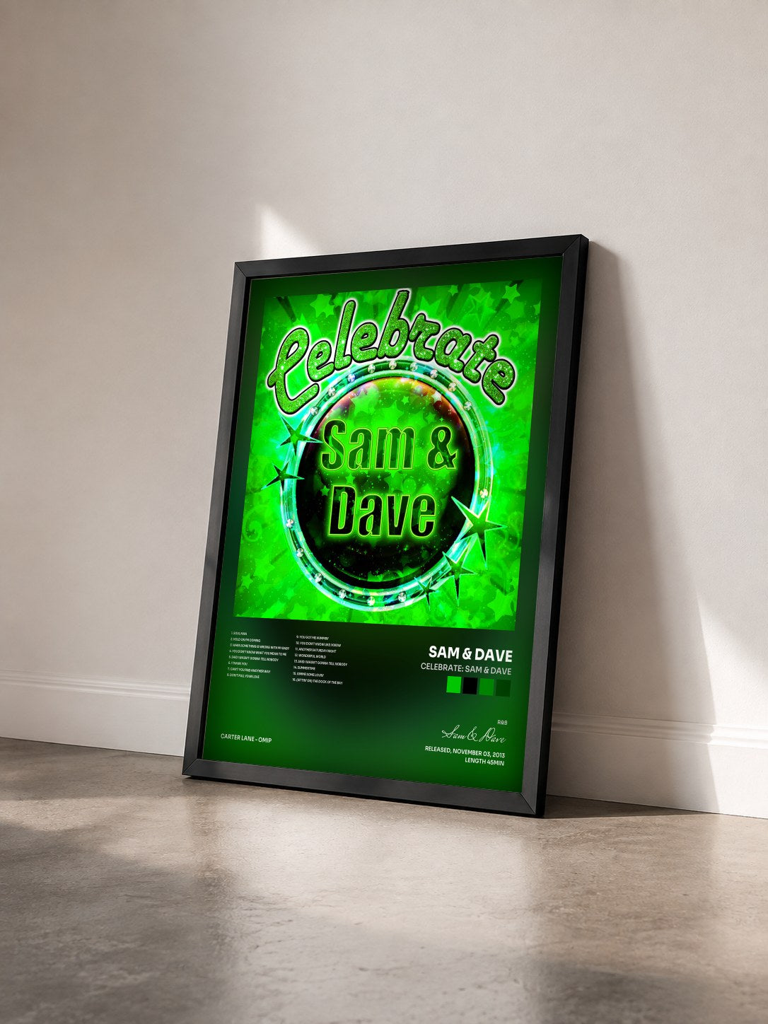 #noir Tableau de l'album Celebrate: Sam & Dave de Sam & Dave vu de trois quarts, cadre noir