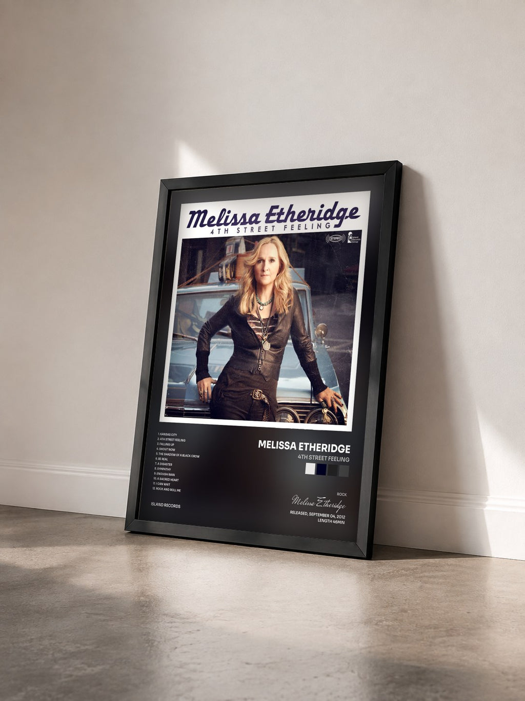 #noir Tableau de l'album 4th Street Feeling de Melissa Etheridge vu de trois quarts, cadre noir