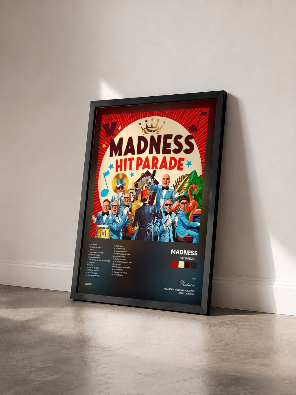 #noir Tableau de l'album Hit Parade de Madness vu de trois quarts, cadre noir