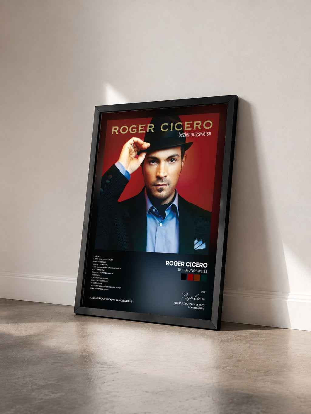 #noir Tableau de l'album Beziehungsweise de Roger Cicero vu de trois quarts, cadre noir