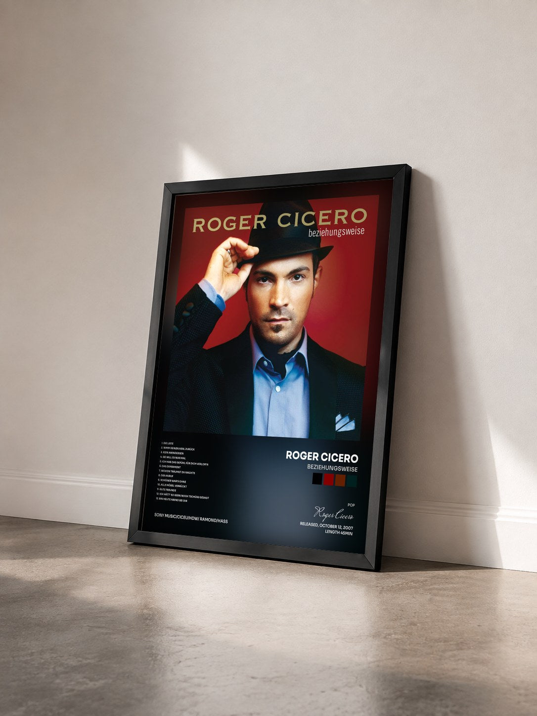 #noir Tableau de l'album Beziehungsweise de Roger Cicero vu de trois quarts, cadre noir