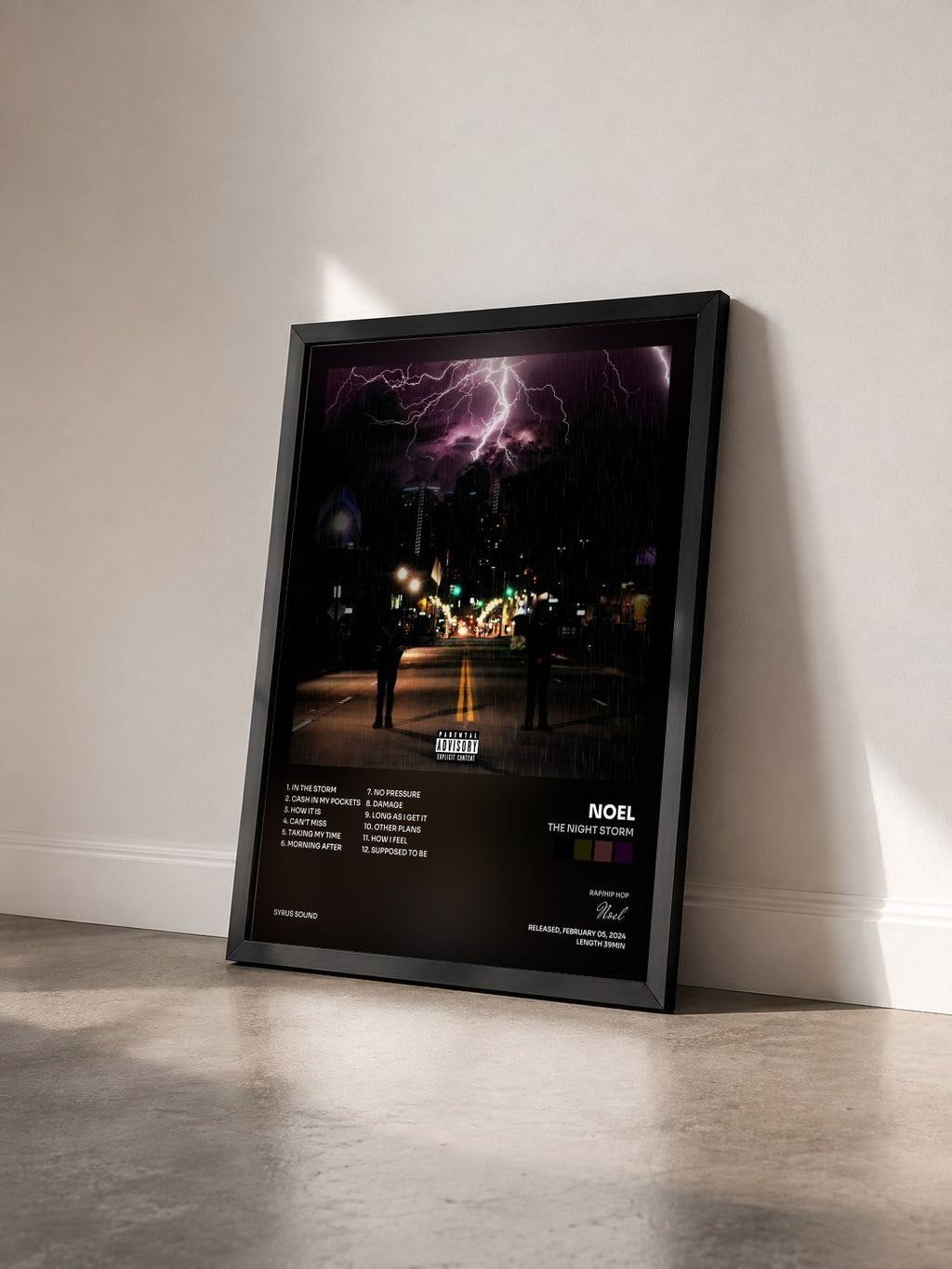 #noir Tableau de l'album The Night Storm de Noel vu de trois quarts, cadre noir