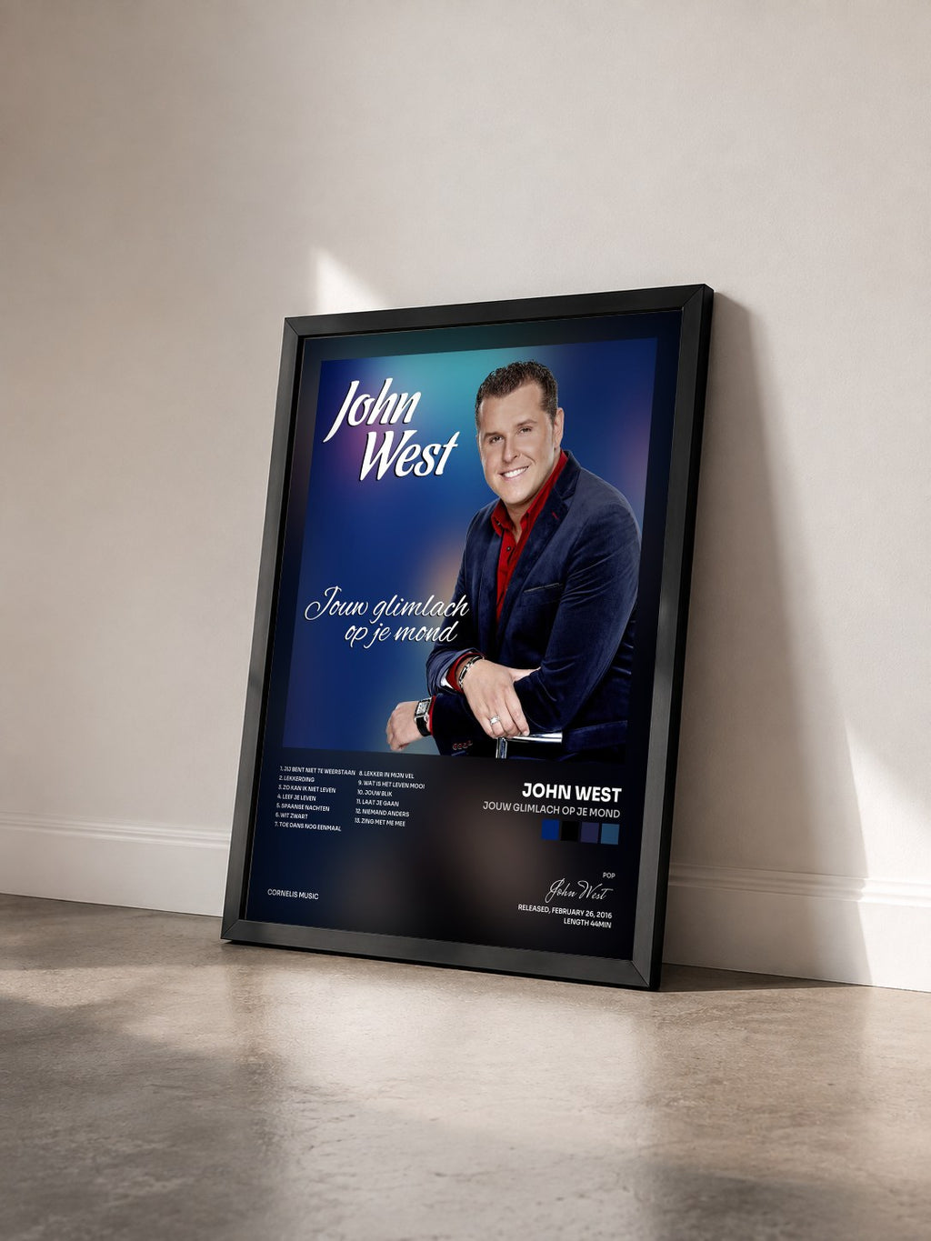 #noir Tableau de l'album Jouw Glimlach Op Je Mond de John West vu de trois quarts, cadre noir