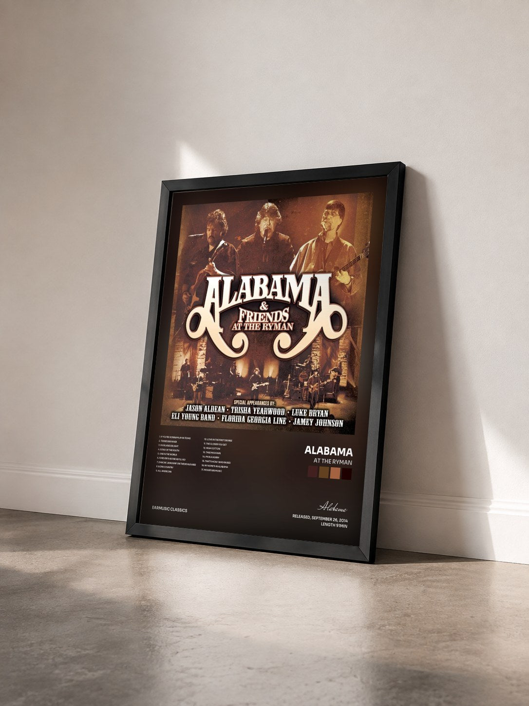 #noir Tableau de l'album At the Ryman de Alabama vu de trois quarts, cadre noir