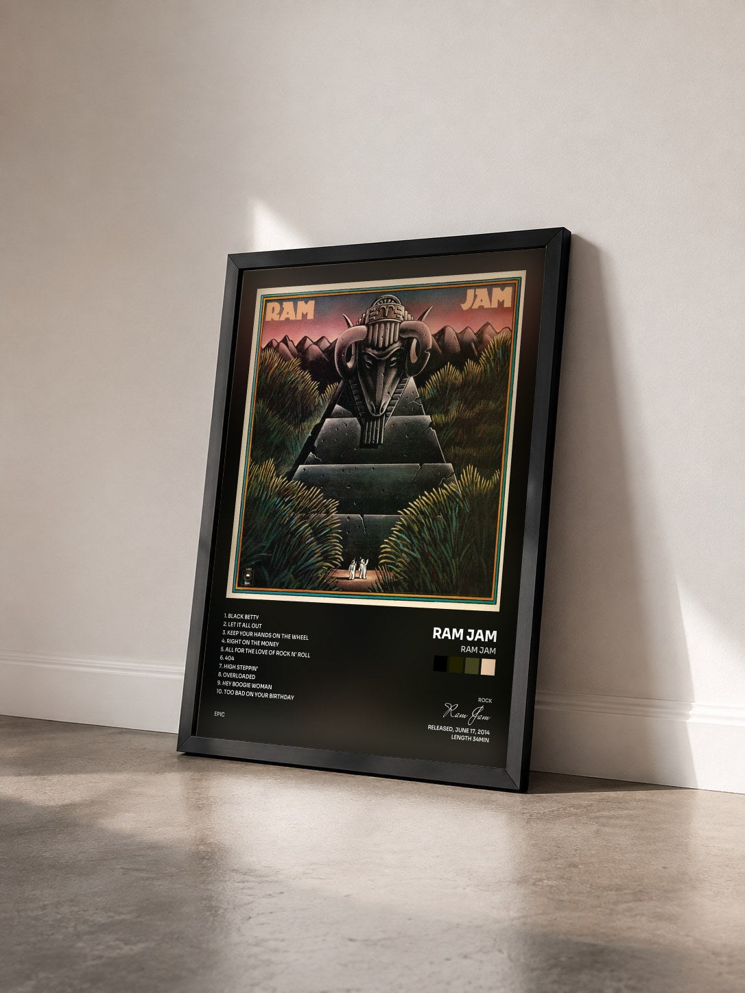 #noir Tableau de l'album Ram Jam de Ram Jam vu de trois quarts, cadre noir
