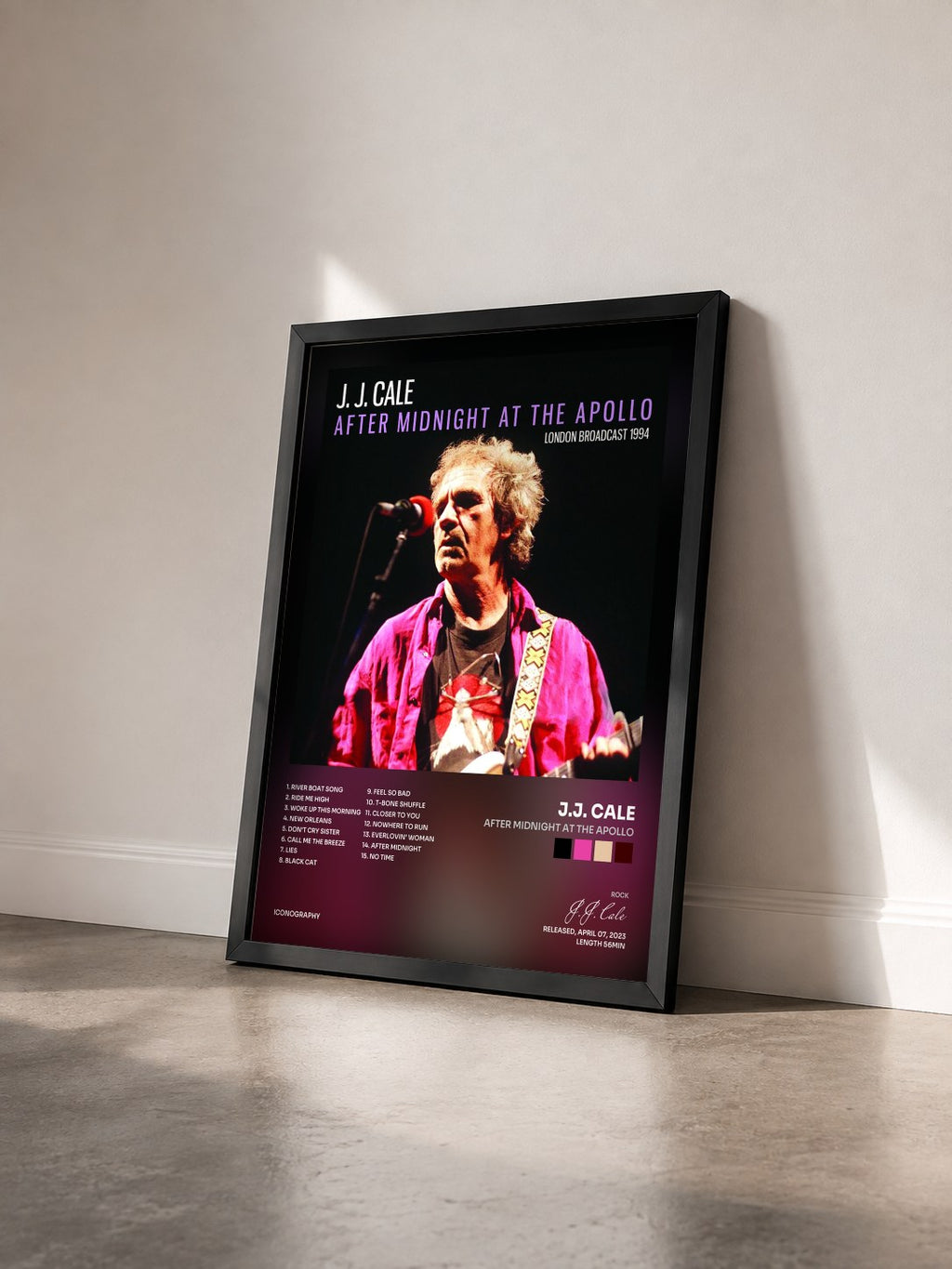 #noir Tableau de l'album After Midnight At The Apollo de J.J. Cale vu de trois quarts, cadre noir