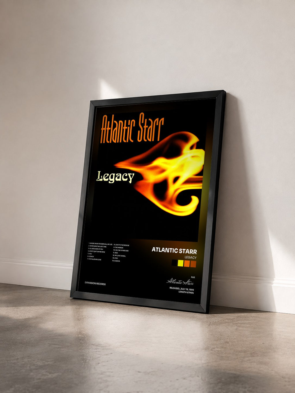 #noir Tableau de l'album Legacy de Atlantic Starr vu de trois quarts, cadre noir
