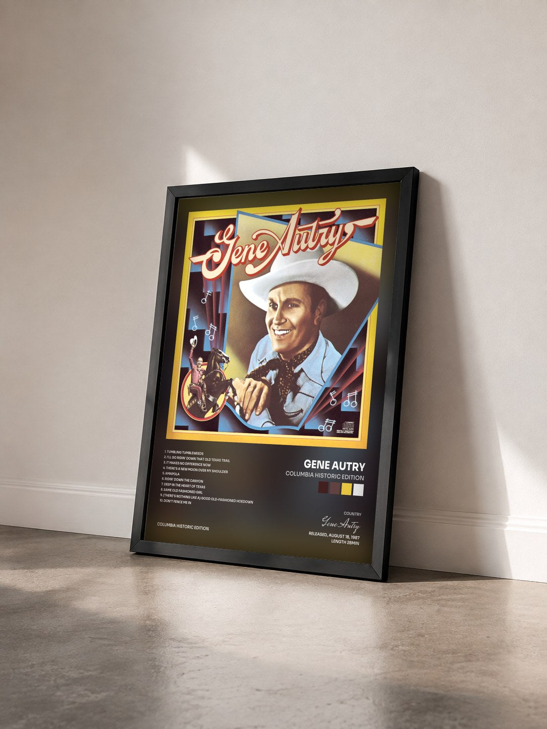 #noir Tableau de l'album Columbia Historic Edition de Gene Autry vu de trois quarts, cadre noir