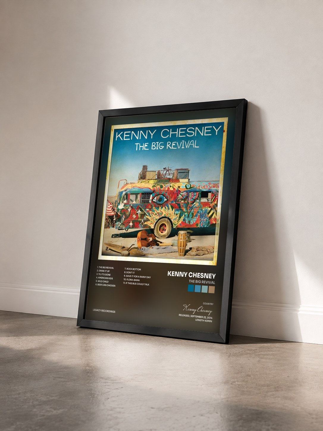 #noir Tableau de l'album The Big Revival de Kenny Chesney vu de trois quarts, cadre noir