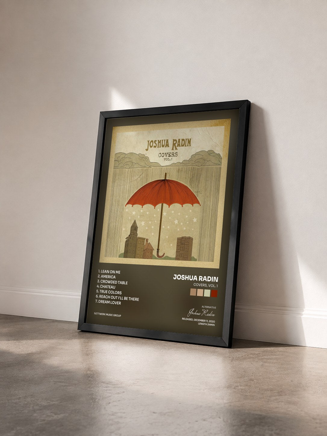 #noir Tableau de l'album Covers, Vol. 1 de Joshua Radin vu de trois quarts, cadre noir