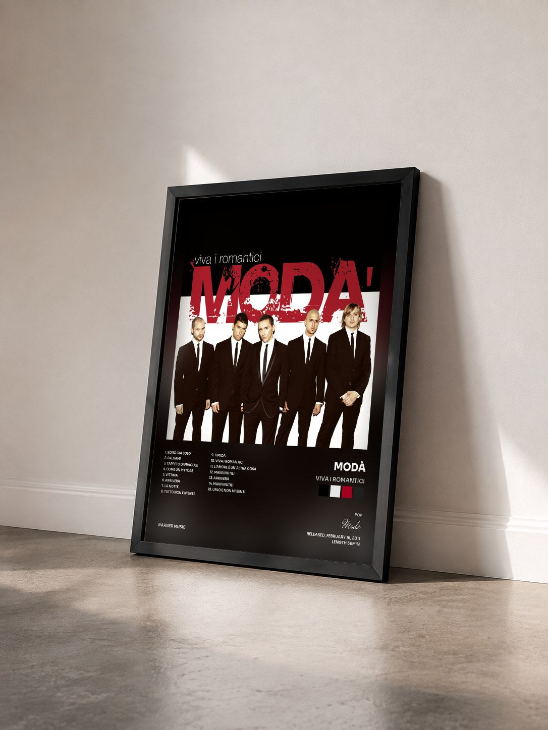 #noir Tableau de l'album Viva i Romantici de Modà vu de trois quarts, cadre noir