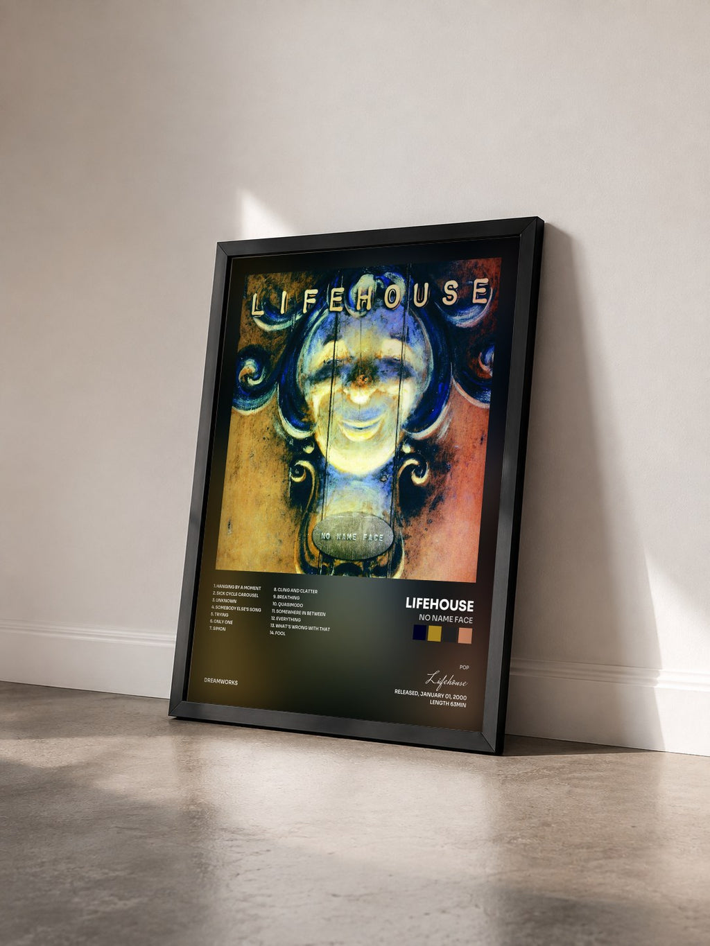 #noir Tableau de l'album No Name Face de Lifehouse vu de trois quarts, cadre noir