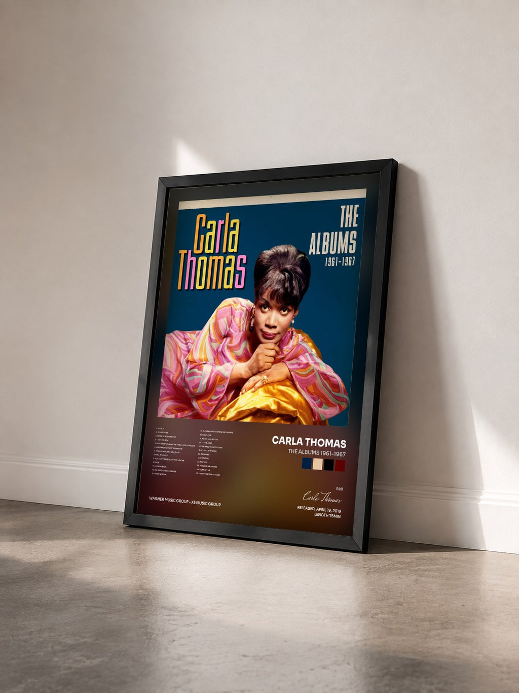 #noir Tableau de l'album The Albums 1961-1967 de Carla Thomas vu de trois quarts, cadre noir