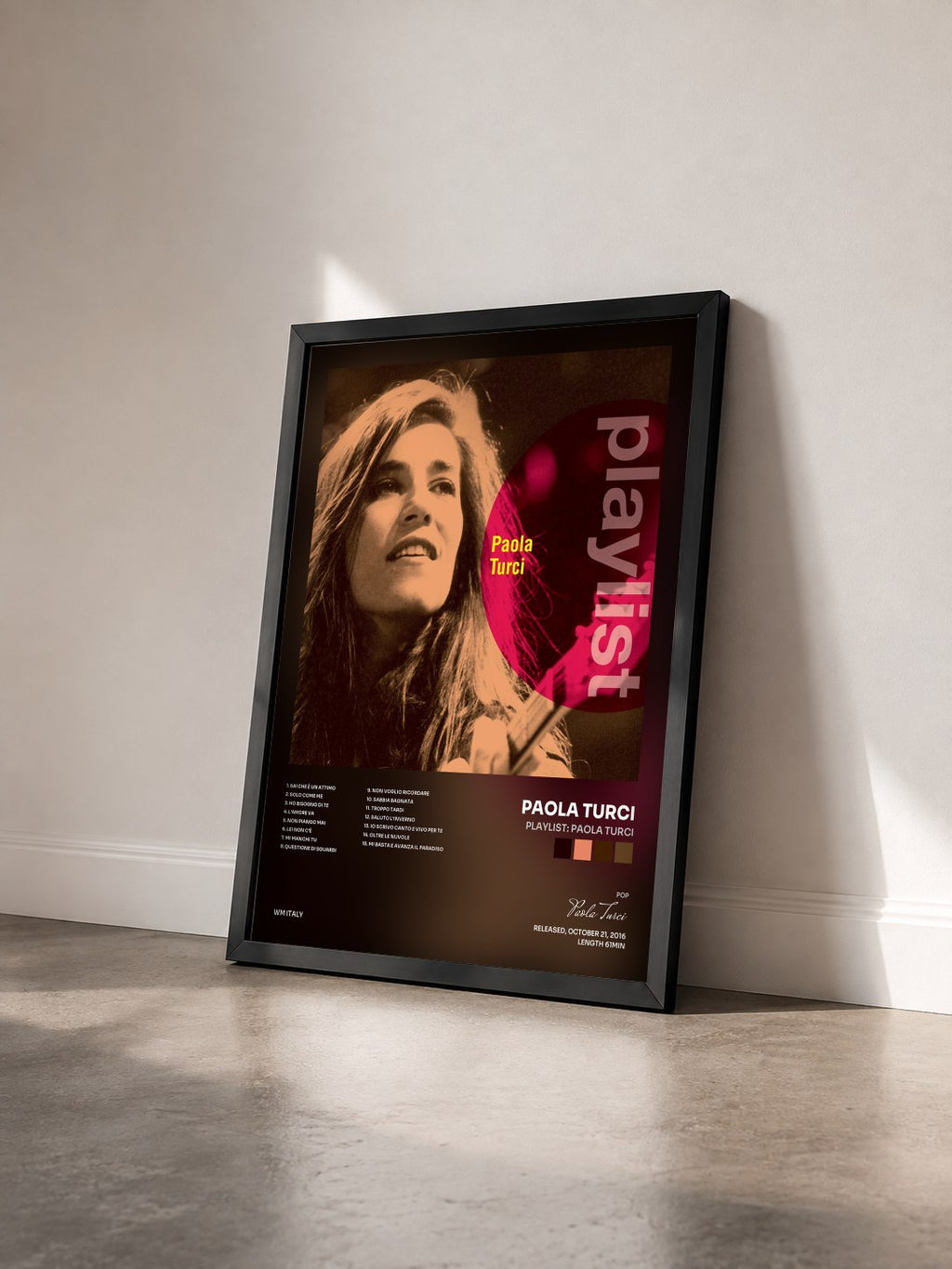 #noir Tableau de l'album Playlist: Paola Turci de Paola Turci vu de trois quarts, cadre noir