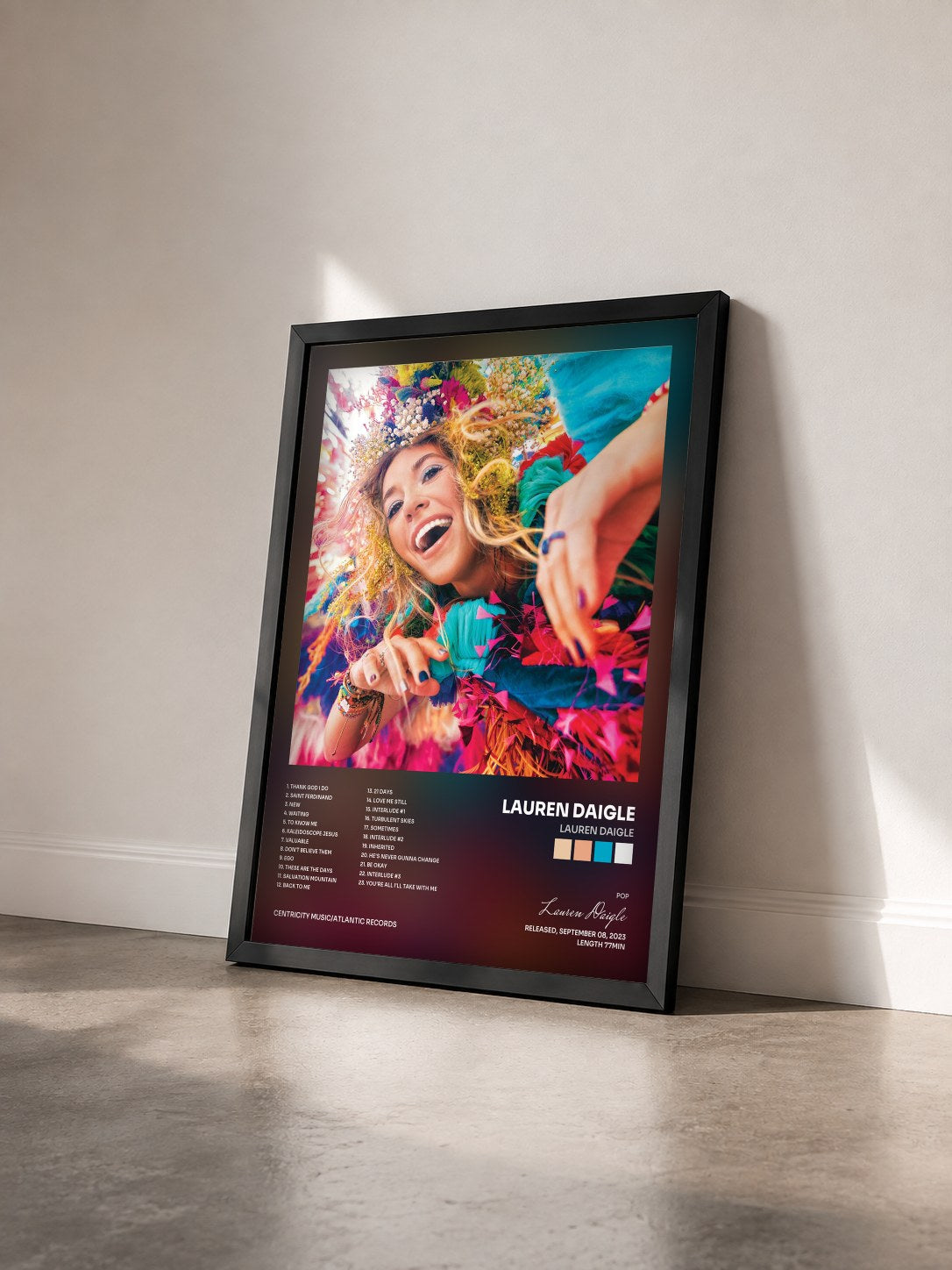 #noir Tableau de l'album Lauren Daigle de Lauren Daigle vu de trois quarts, cadre noir