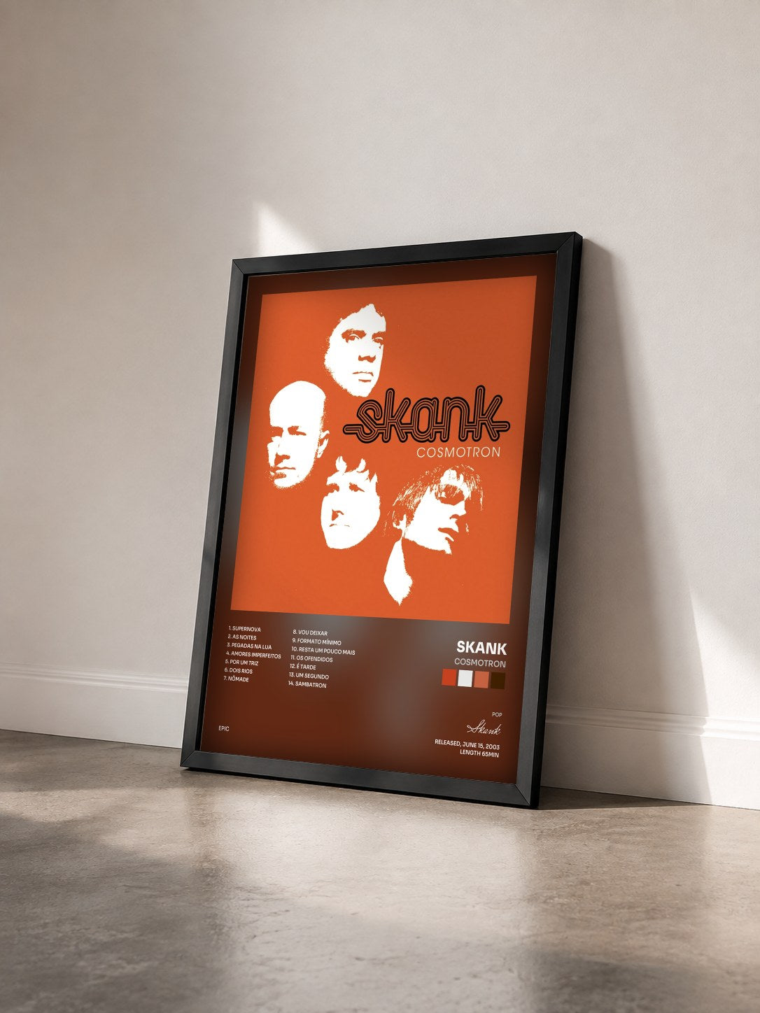 #noir Tableau de l'album Cosmotron de Skank vu de trois quarts, cadre noir