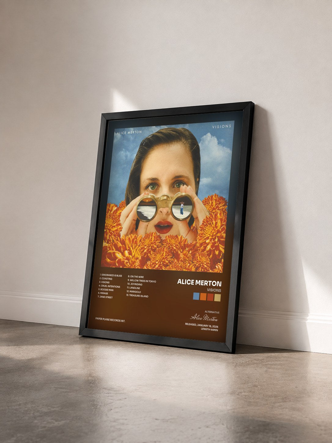 #noir Tableau de l'album Visions de Alice Merton vu de trois quarts, cadre noir