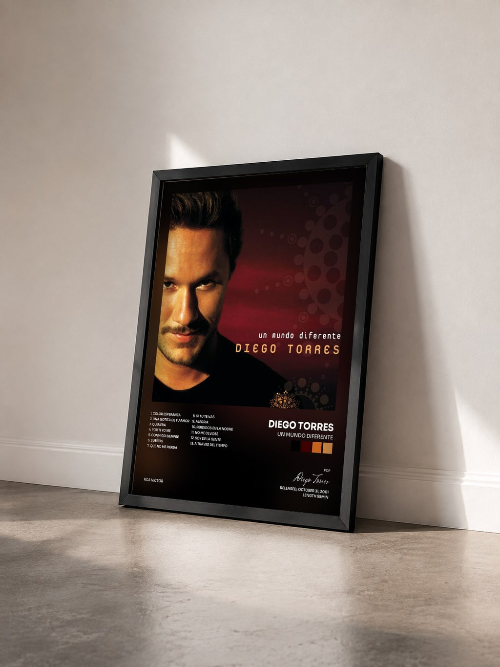 #noir Tableau de l'album Un Mundo Diferente de Diego Torres vu de trois quarts, cadre noir
