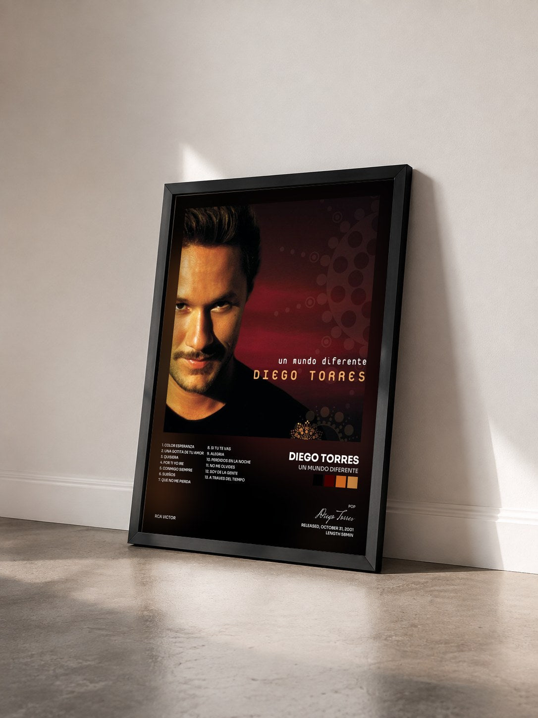 #noir Tableau de l'album Un Mundo Diferente de Diego Torres vu de trois quarts, cadre noir