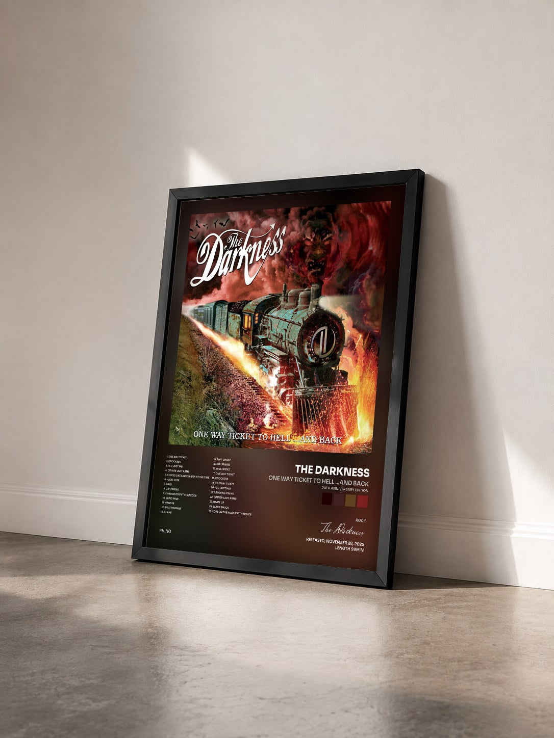#noir Tableau de l'album One Way Ticket to Hell ...And Back (20th Anniversary Edition) de The Darkness vu de trois quarts, cadre noir