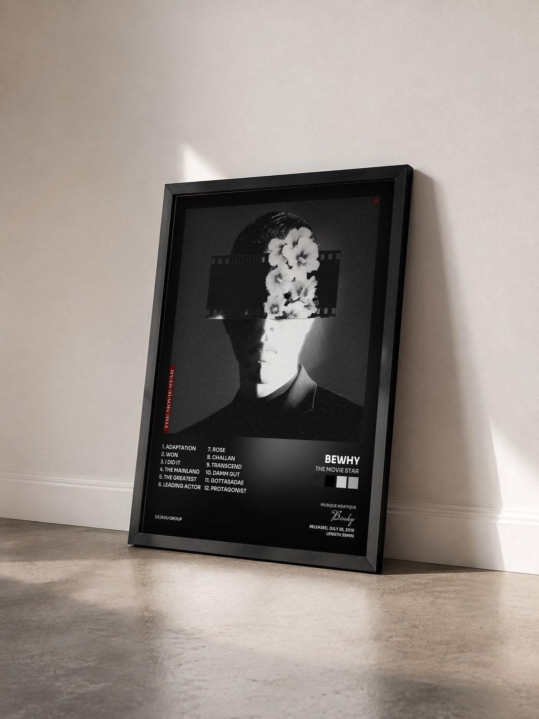 #noir Tableau de l'album The Movie Star de Bewhy vu de trois quarts, cadre noir