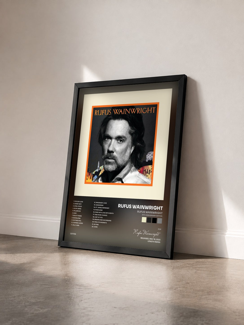 #noir Tableau de l'album Rufus Wainwright (25th Anniversary Edition) de Rufus Wainwright vu de trois quarts, cadre noir