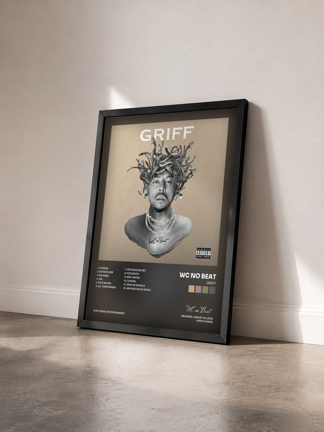#noir Tableau de l'album GRIFF de WC no Beat vu de trois quarts, cadre noir