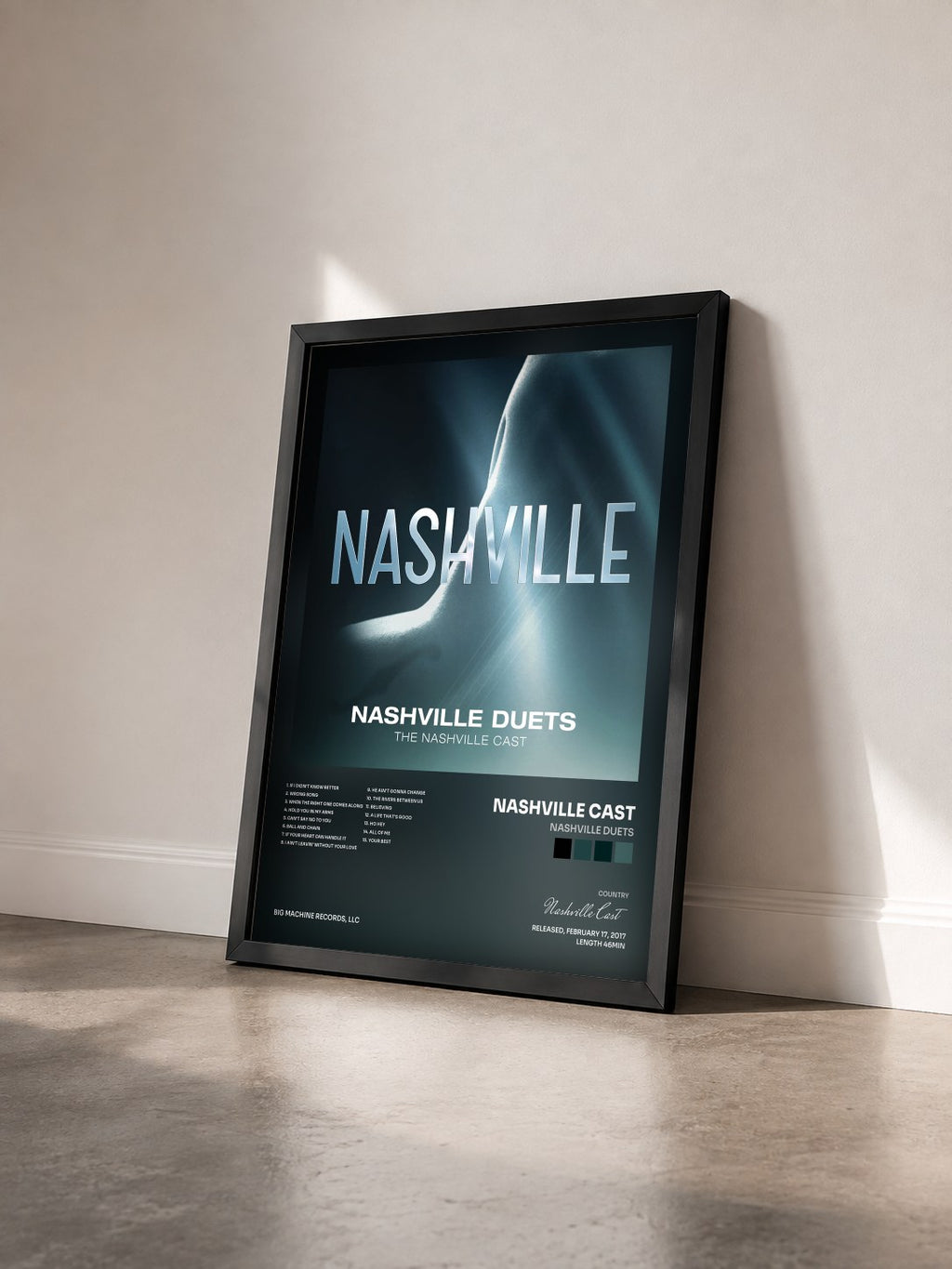 #noir Tableau de l'album Nashville Duets de Nashville Cast vu de trois quarts, cadre noir