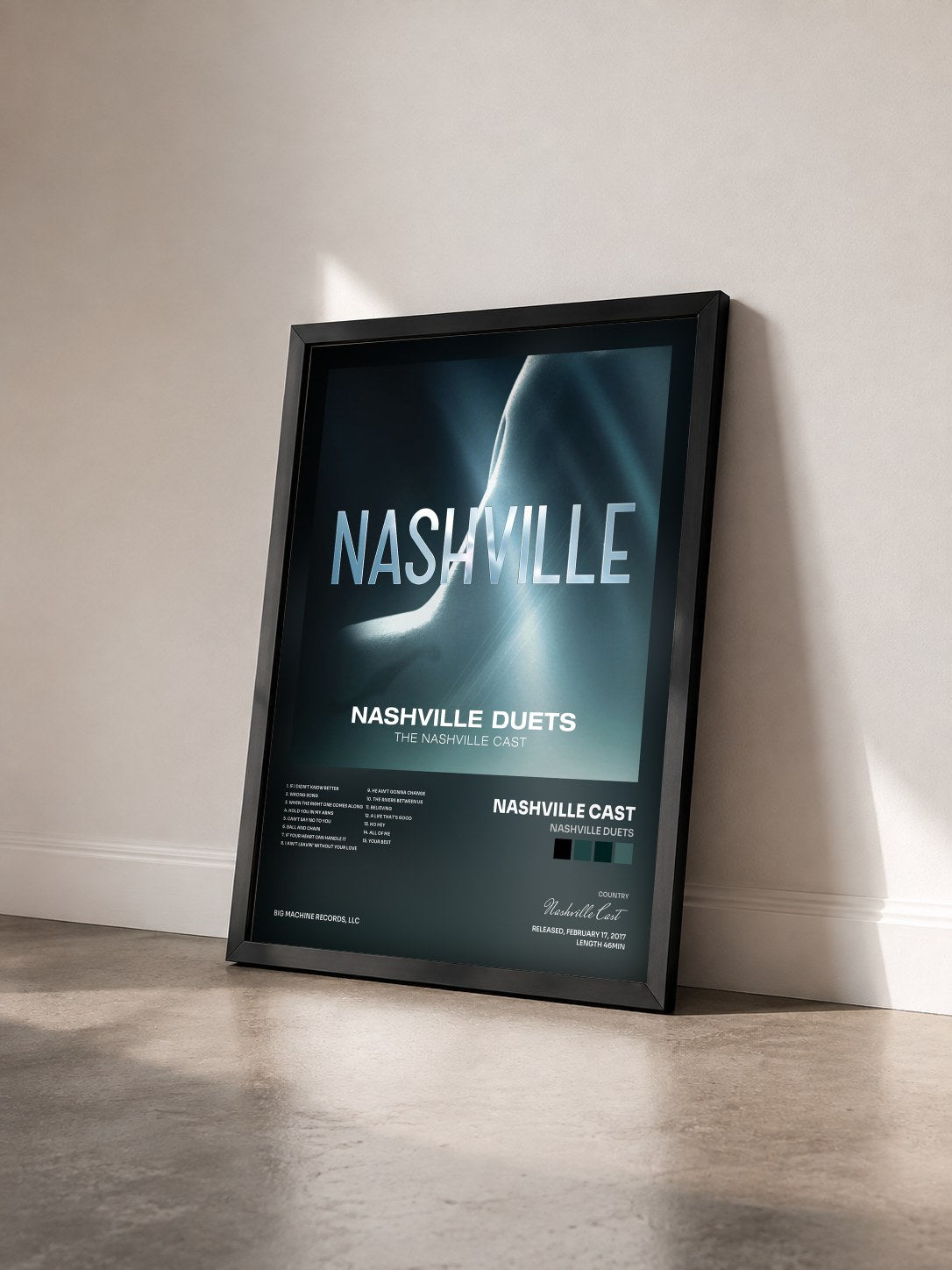 #noir Tableau de l'album Nashville Duets de Nashville Cast vu de trois quarts, cadre noir