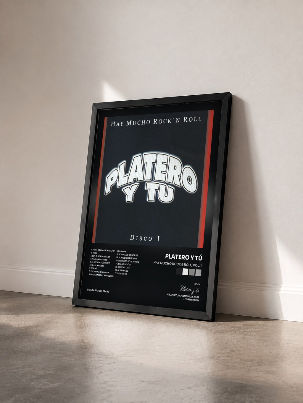 #noir Tableau de l'album Hay Mucho Rock & Roll, Vol. 1 de Platero y tú vu de trois quarts, cadre noir