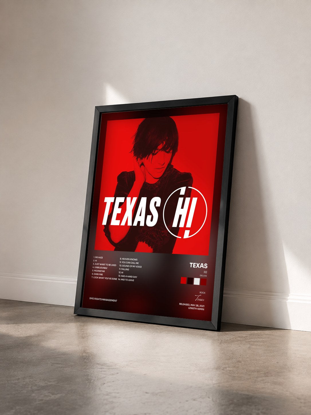 #noir Tableau de l'album Hi (Deluxe) de Texas vu de trois quarts, cadre noir