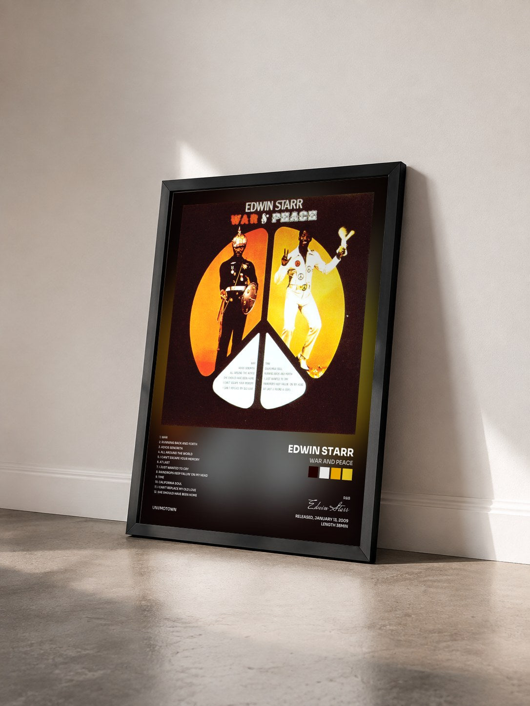 #noir Tableau de l'album War And Peace de Edwin Starr vu de trois quarts, cadre noir
