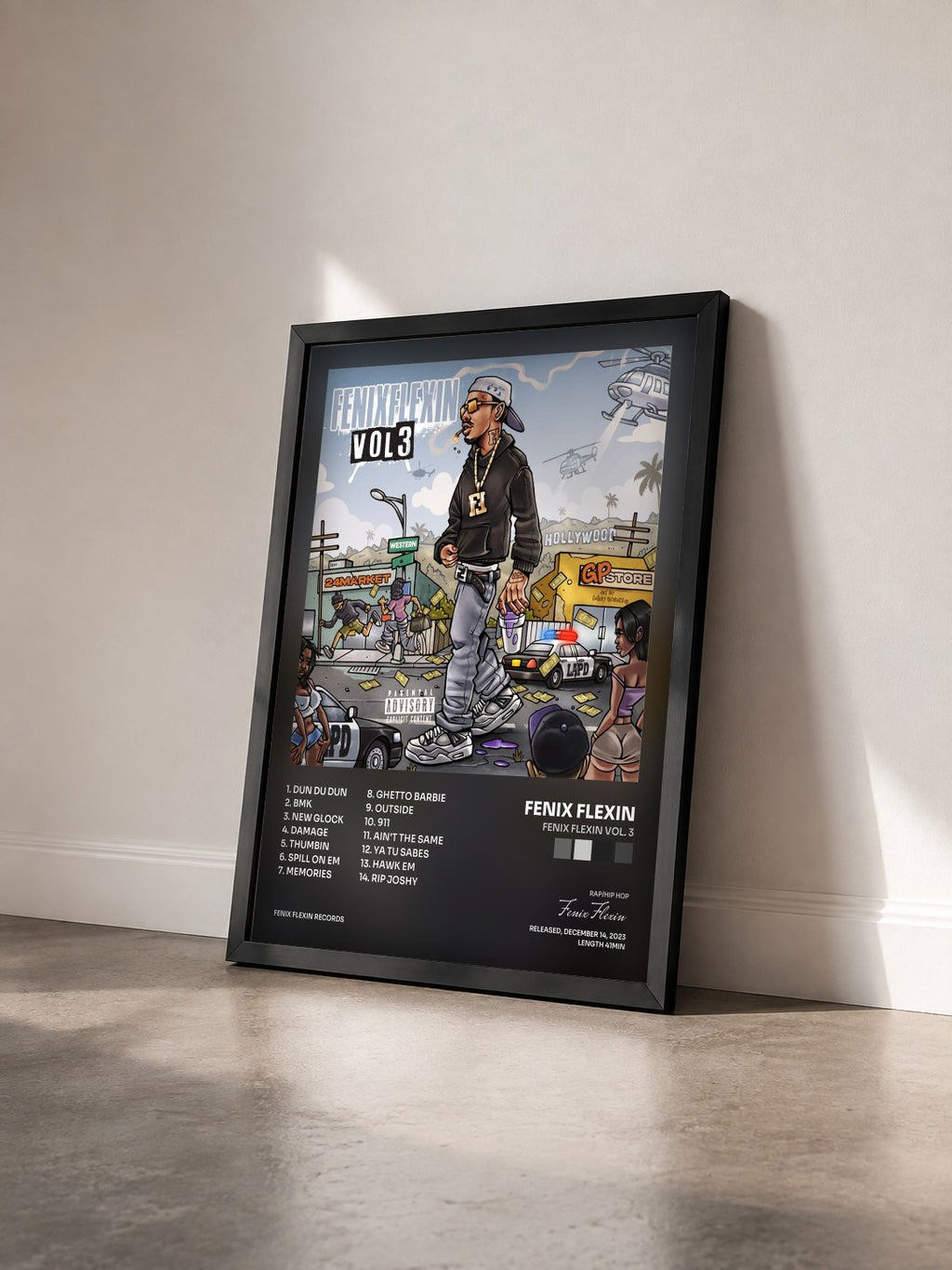 #noir Tableau de l'album Fenix Flexin Vol. 3 de Fenix Flexin vu de trois quarts, cadre noir