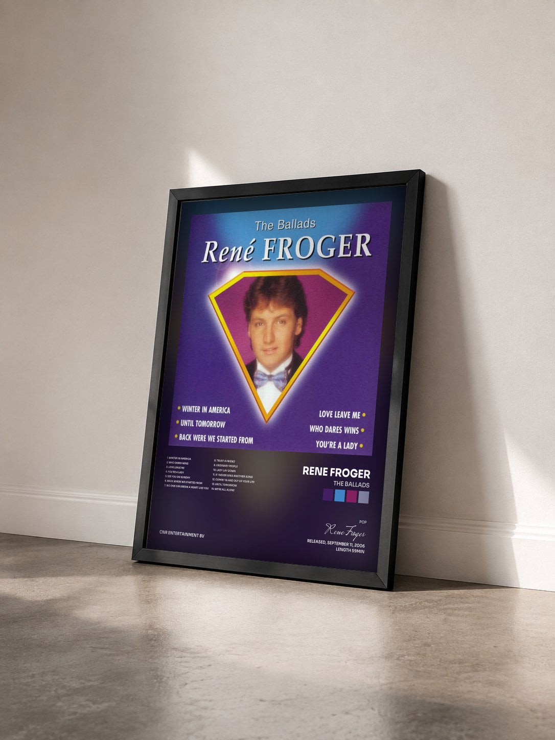 #noir Tableau de l'album The Ballads de Rene Froger vu de trois quarts, cadre noir