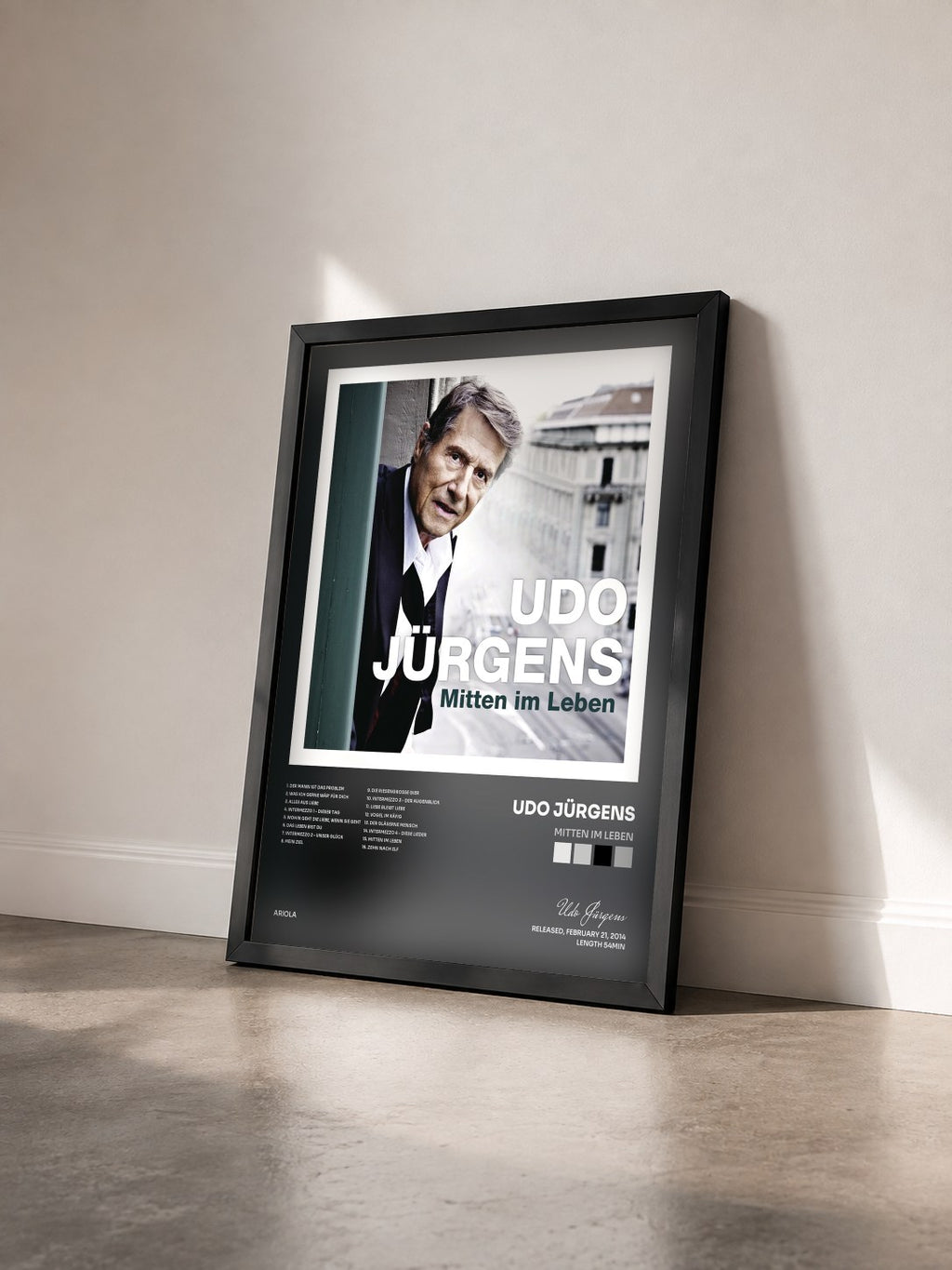 #noir Tableau de l'album Mitten im Leben de Udo Jürgens vu de trois quarts, cadre noir