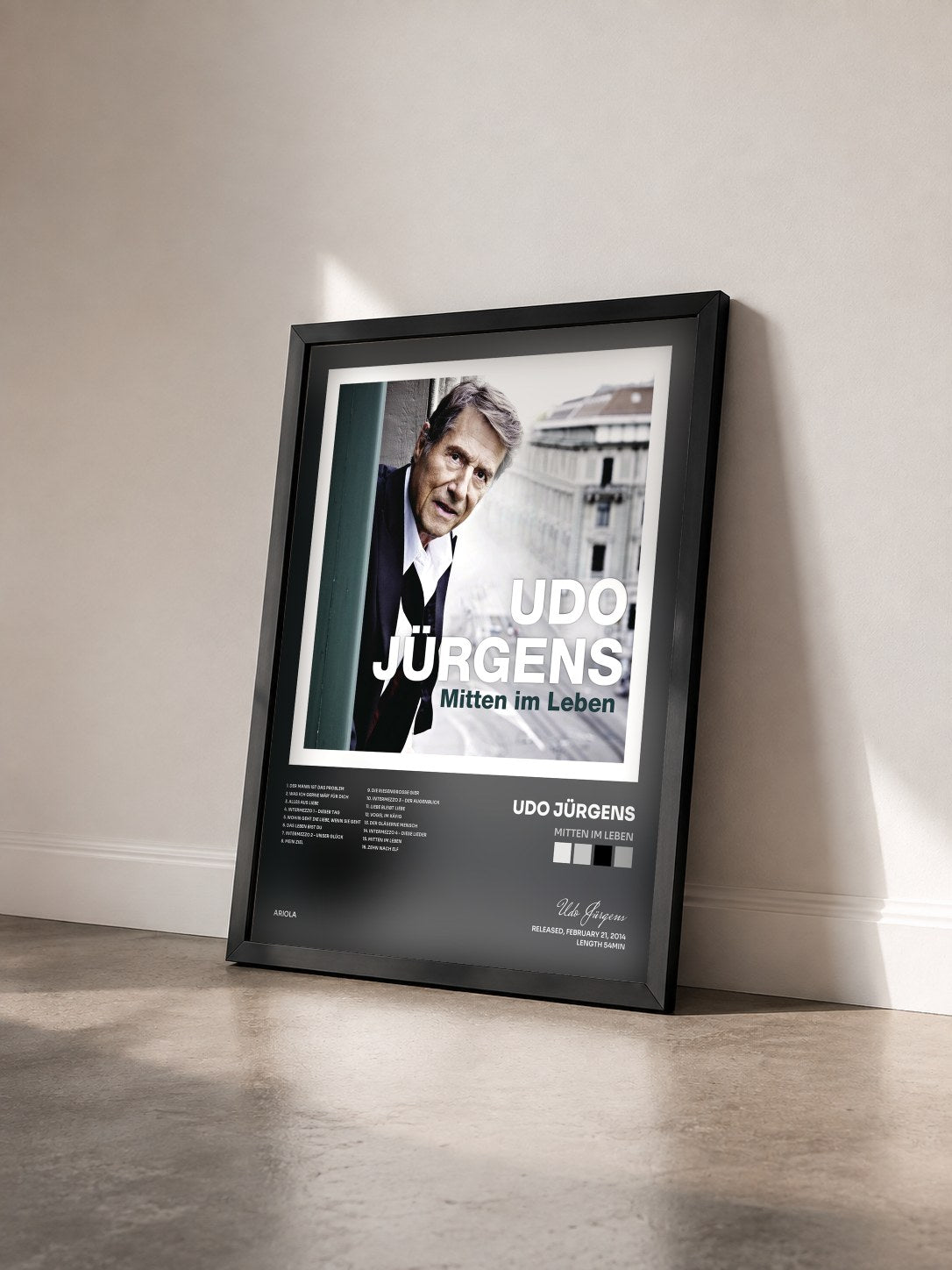 #noir Tableau de l'album Mitten im Leben de Udo Jürgens vu de trois quarts, cadre noir