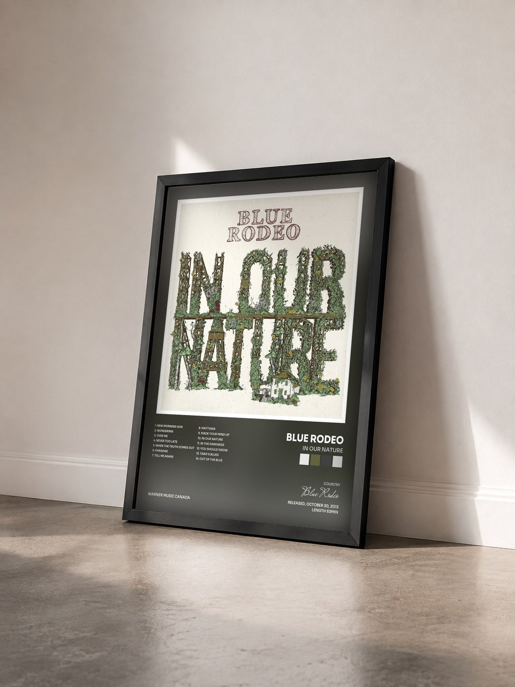 #noir Tableau de l'album In Our Nature de Blue Rodeo vu de trois quarts, cadre noir