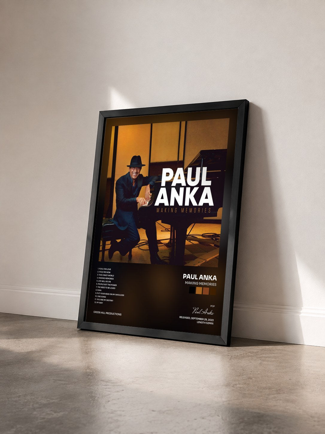 #noir Tableau de l'album Making Memories de Paul Anka vu de trois quarts, cadre noir