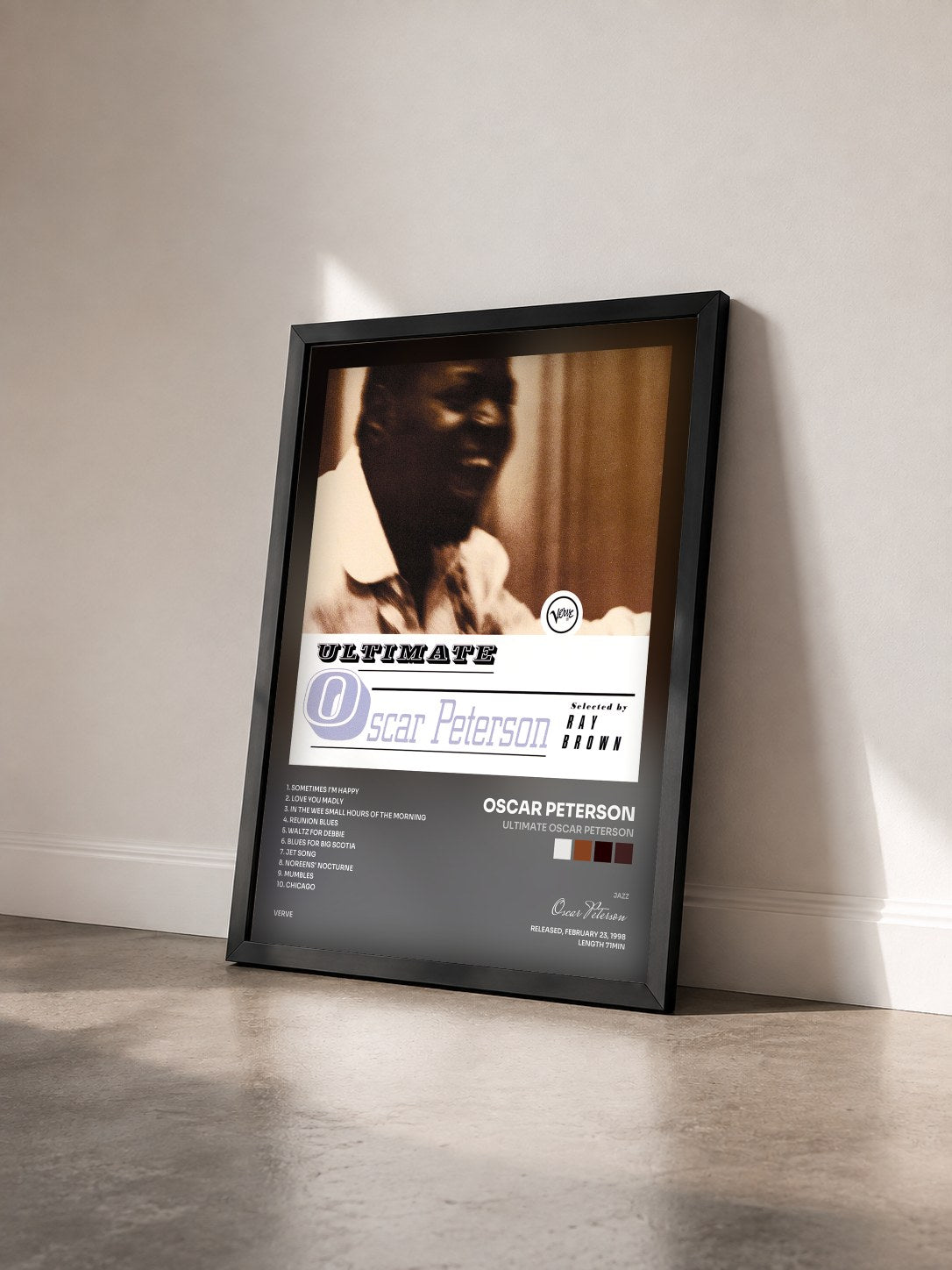 #noir Tableau de l'album Ultimate Oscar Peterson de Oscar Peterson vu de trois quarts, cadre noir