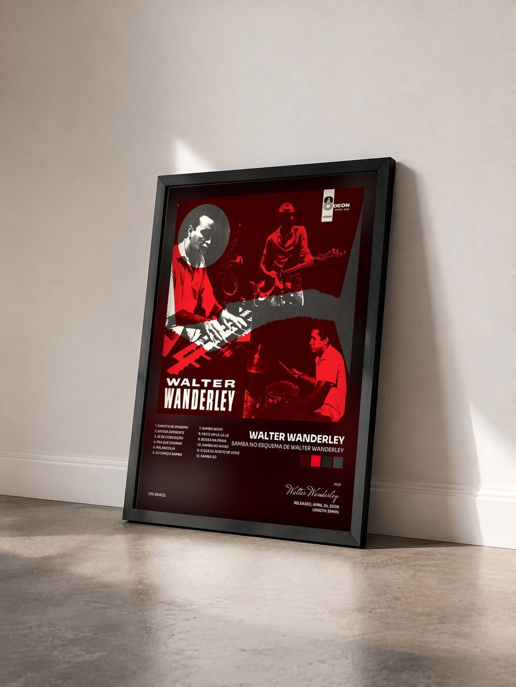 #noir Tableau de l'album Samba no Esquema de Walter Wanderley de Walter Wanderley vu de trois quarts, cadre noir