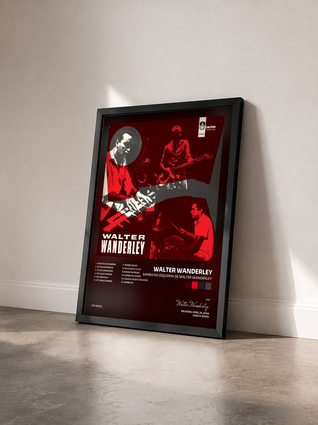 #noir Tableau de l'album Samba no Esquema de Walter Wanderley de Walter Wanderley vu de trois quarts, cadre noir