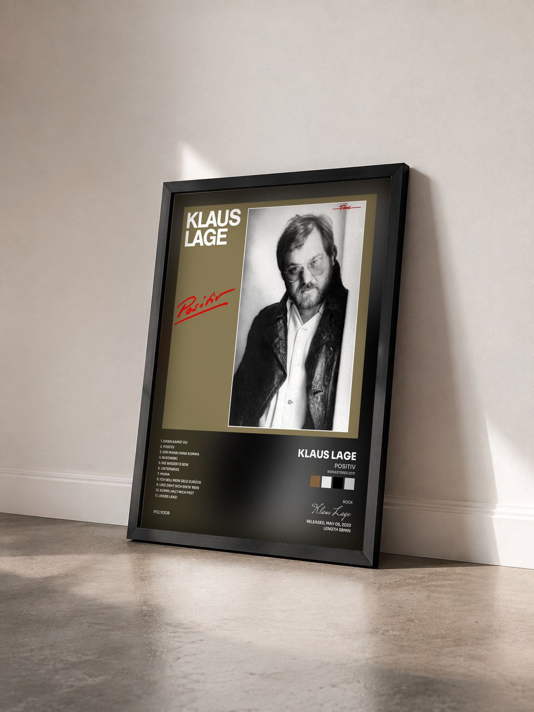 #noir Tableau de l'album Positiv (Remastered 2011) de Klaus Lage vu de trois quarts, cadre noir