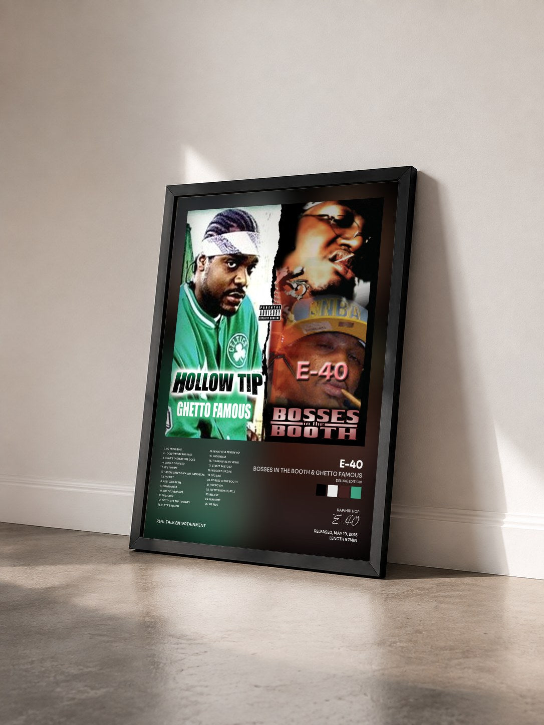 #noir Tableau de l'album Bosses in the Booth & Ghetto Famous (Deluxe Edition) de E-40 vu de trois quarts, cadre noir