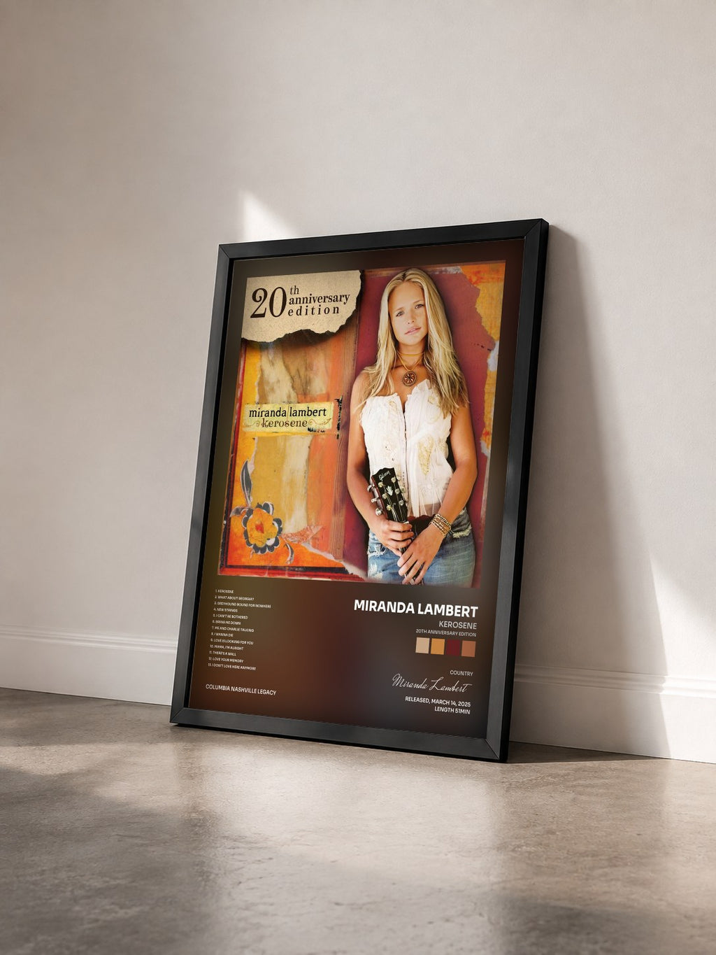 #noir Tableau de l'album Kerosene (20th Anniversary Edition) de Miranda Lambert vu de trois quarts, cadre noir