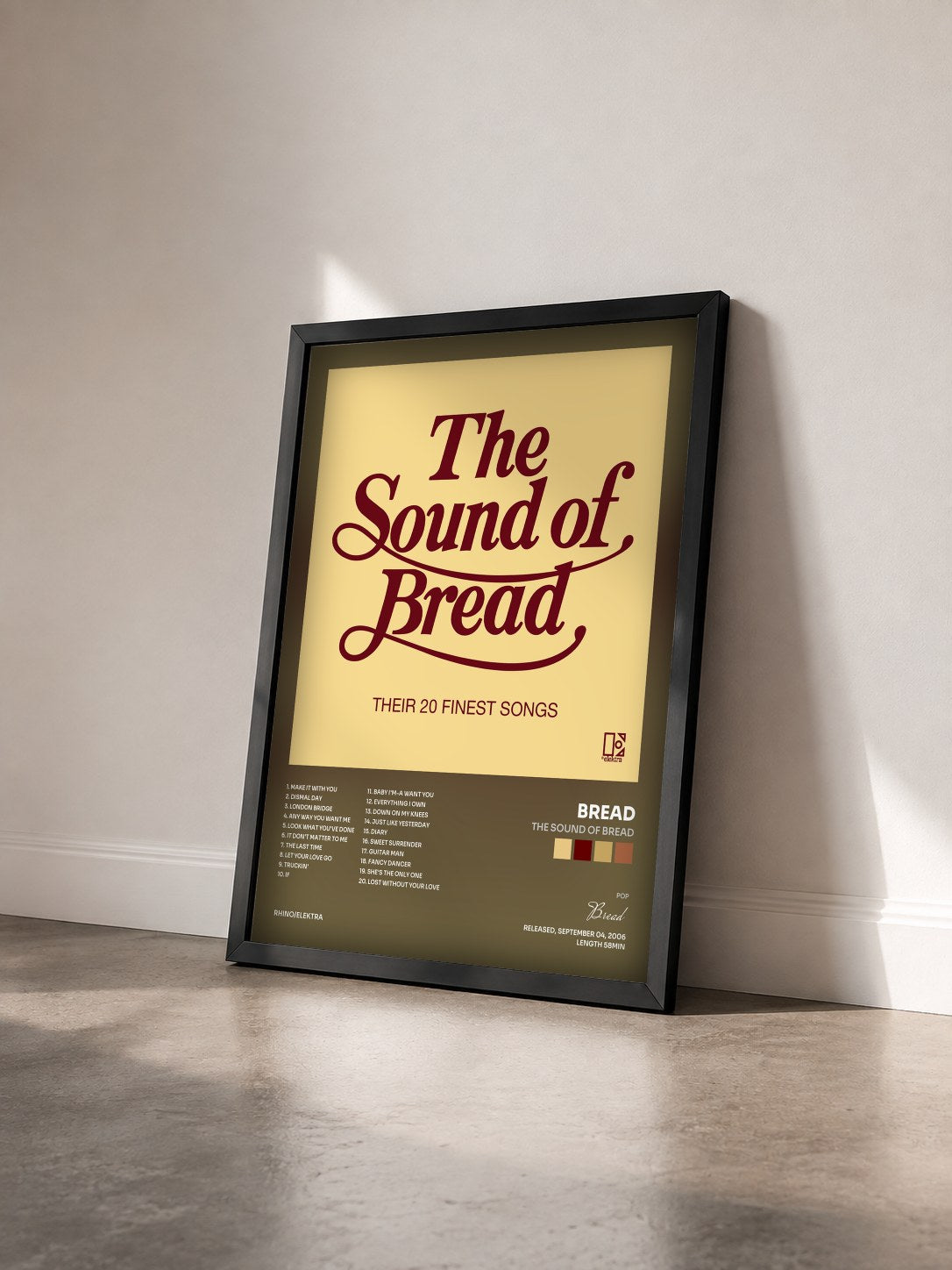 #noir Tableau de l'album The Sound Of Bread de Bread vu de trois quarts, cadre noir