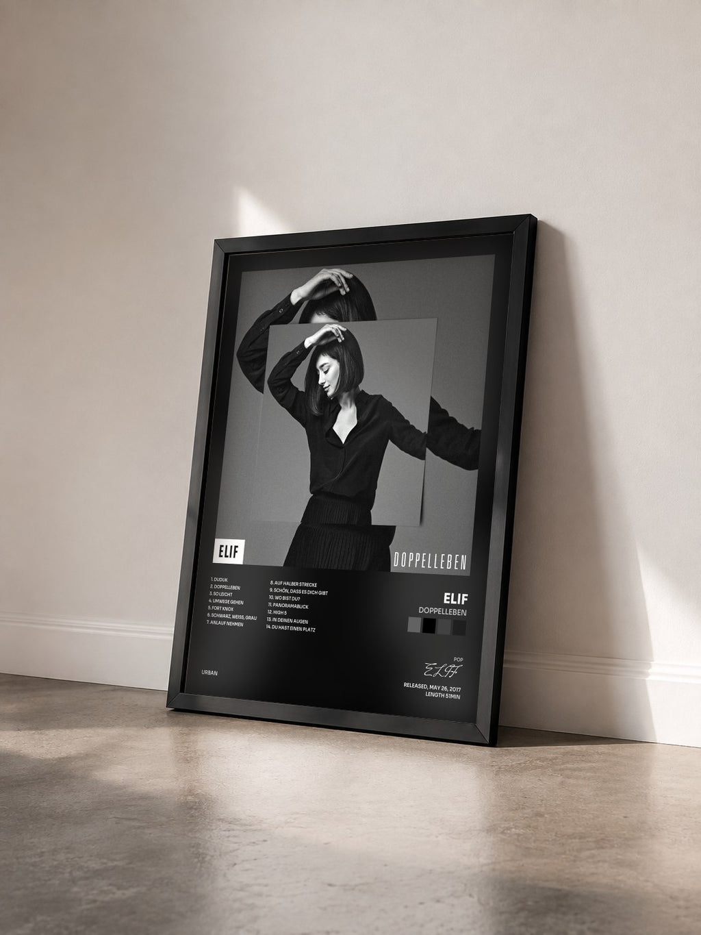 #noir Tableau de l'album Doppelleben de ELIF vu de trois quarts, cadre noir