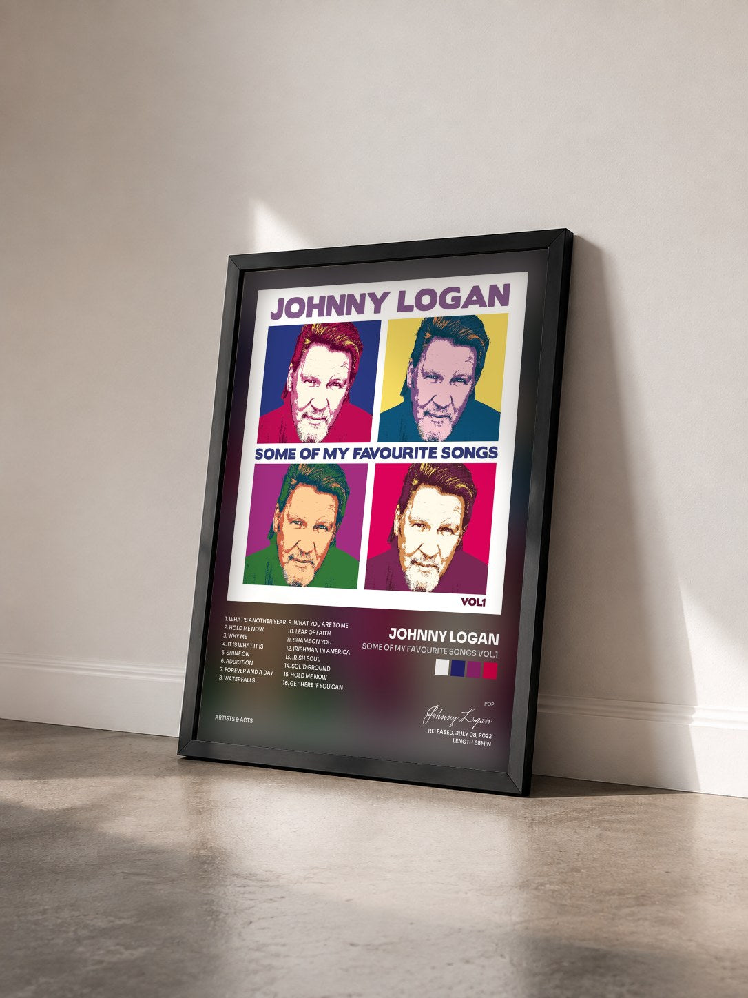 #noir Tableau de l'album Some Of My Favourite Songs Vol.1 de Johnny Logan vu de trois quarts, cadre noir