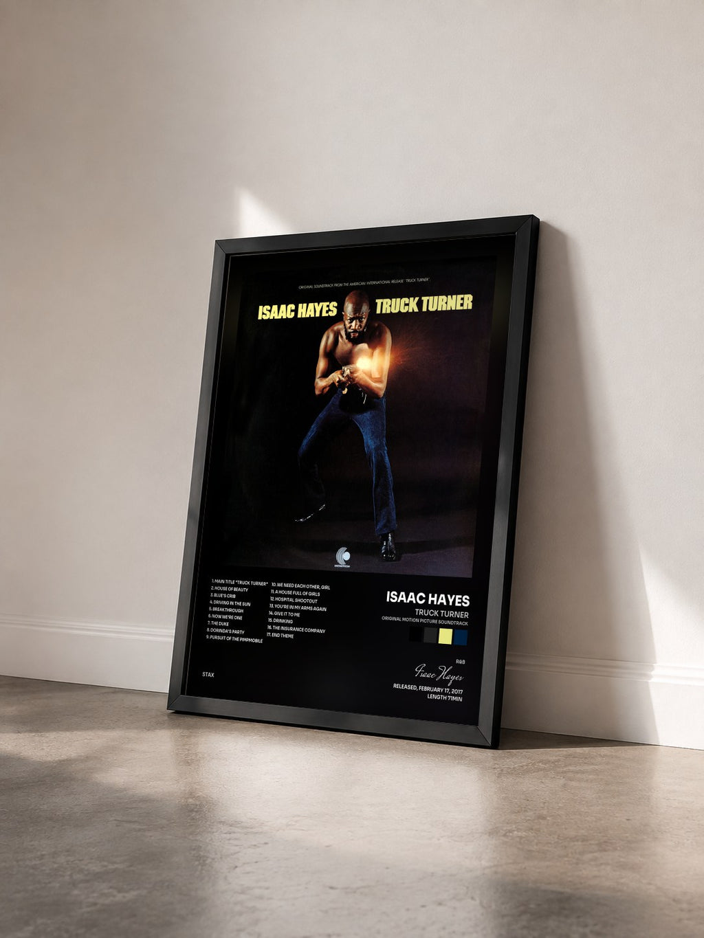 #noir Truck Turner (Original Motion Picture Soundtrack) di Isaac Hayes in stampa incorniciata vista di tre quarti, cornice nera